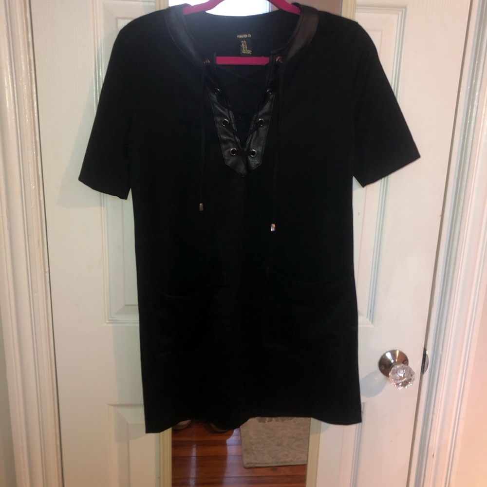 Suede lace up dress